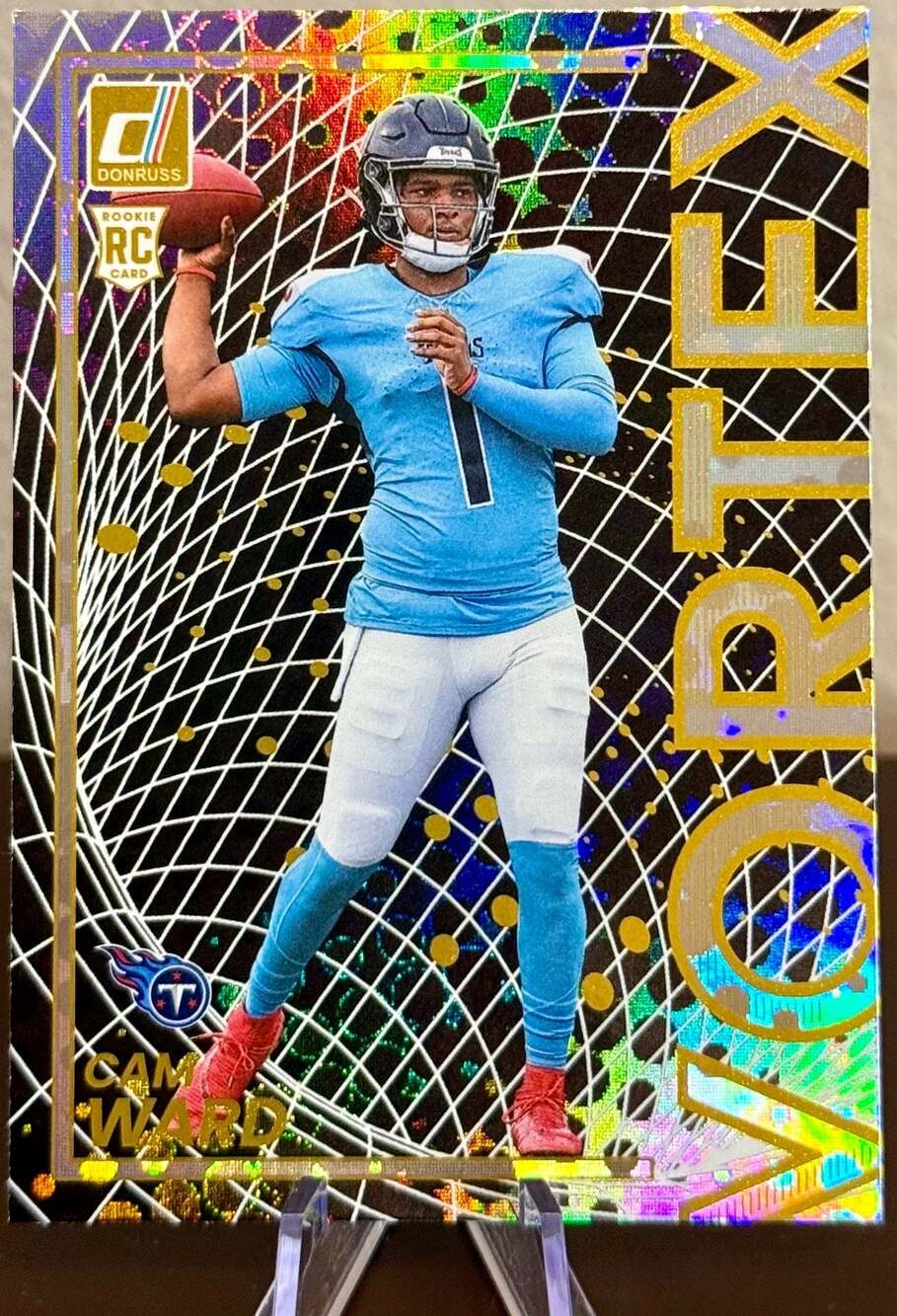 Cam Ward 2025 Panini Donruss Football Holo Vortex Rookie Card Tennessee Titans